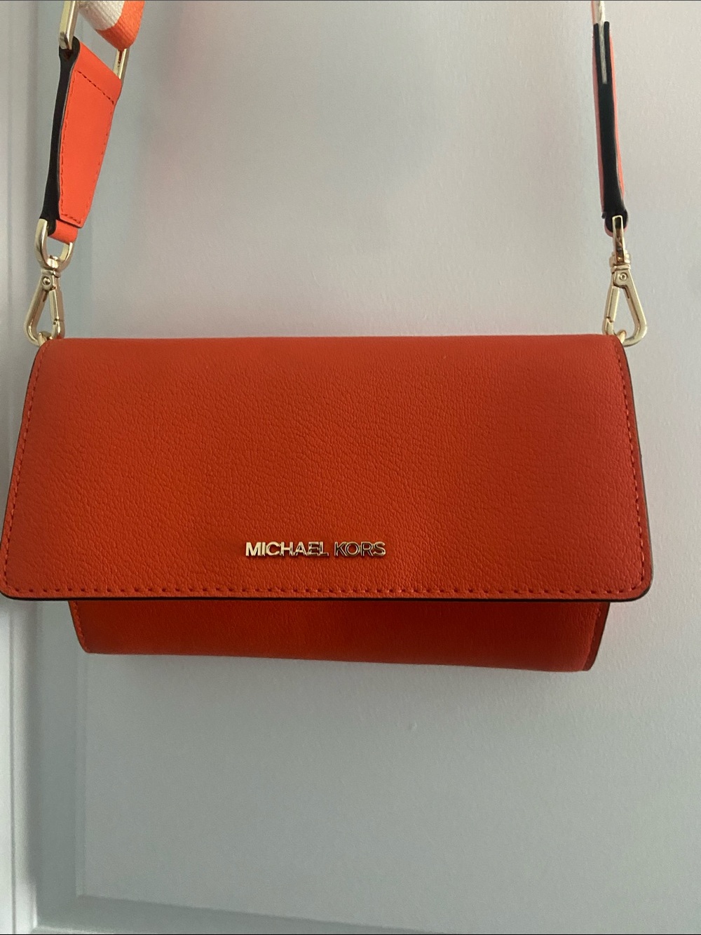 Michael Kors Orange Leather Crossbody with Gold Hardware